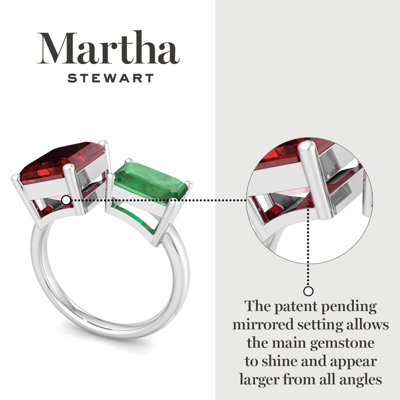Martha Stewart 4 1/2ctw. Ruby & Emerald Two Stone Ring In Sterling Silver image number null